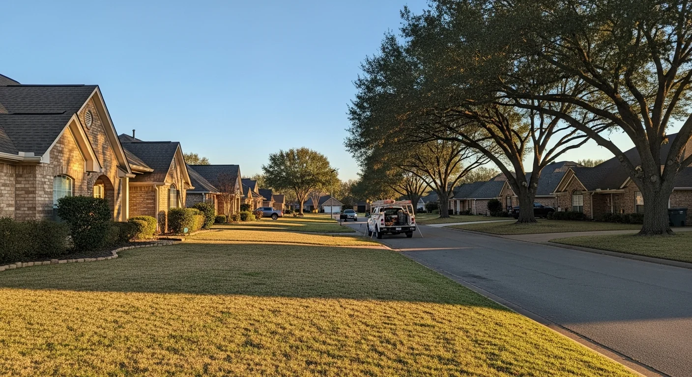 Patriot Restoration team completing a roofing project in Bossier City, LA with Louisiana sky in the background.