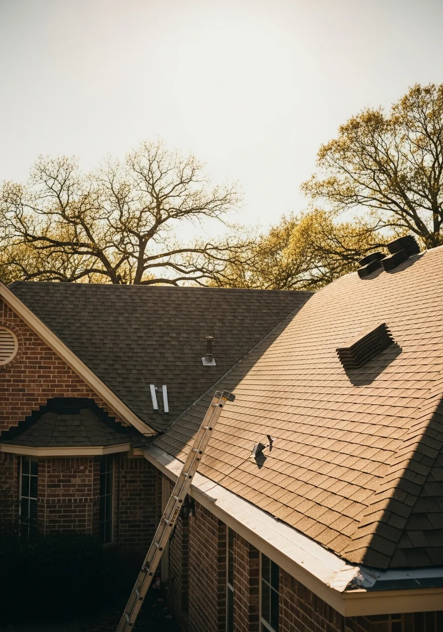 Skilled technician in uniform standing in front of a completed Longview home project.