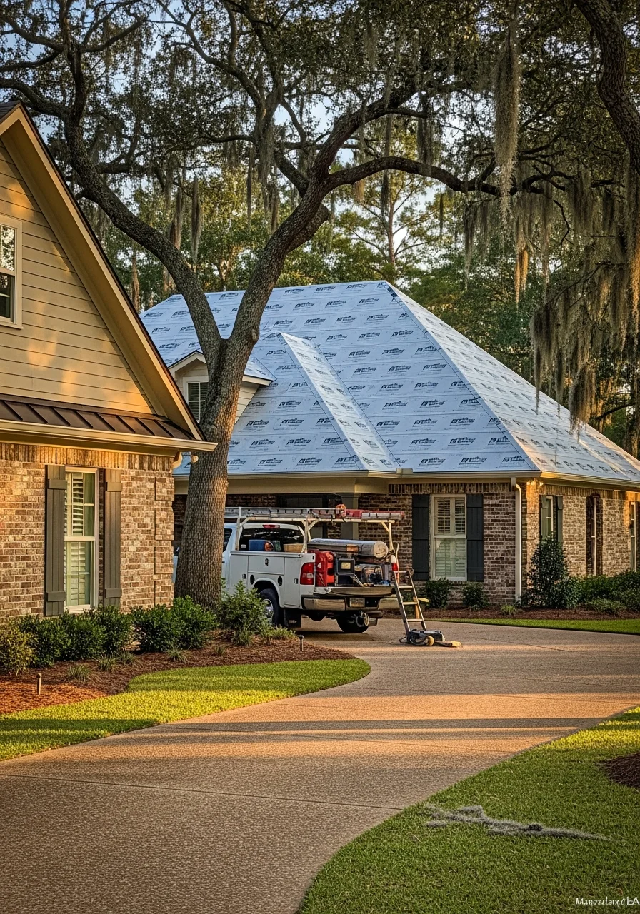 Uniformed technician standing in front of a finished Monroe area home.