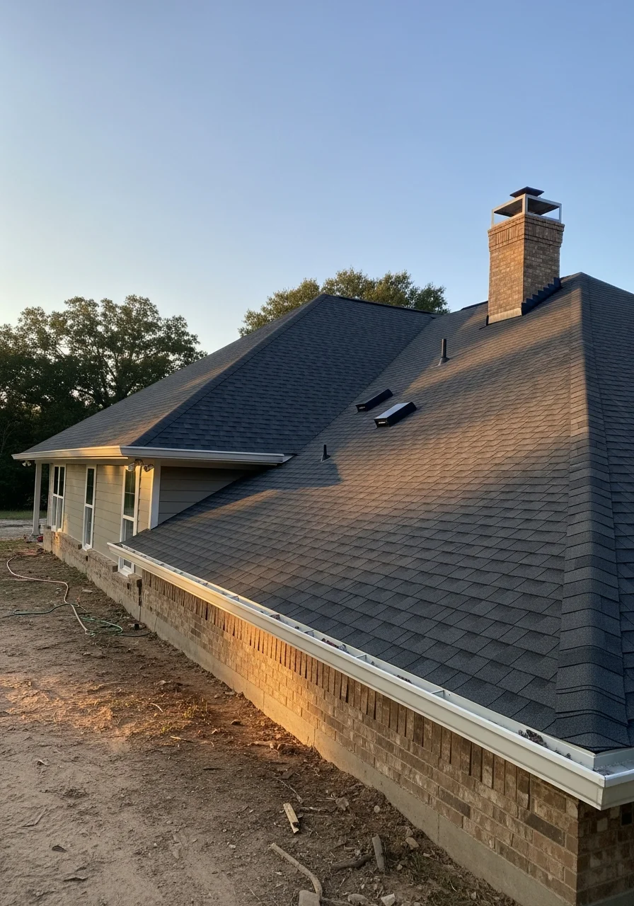 Uniformed technician standing in front of a finished Ruston area home.