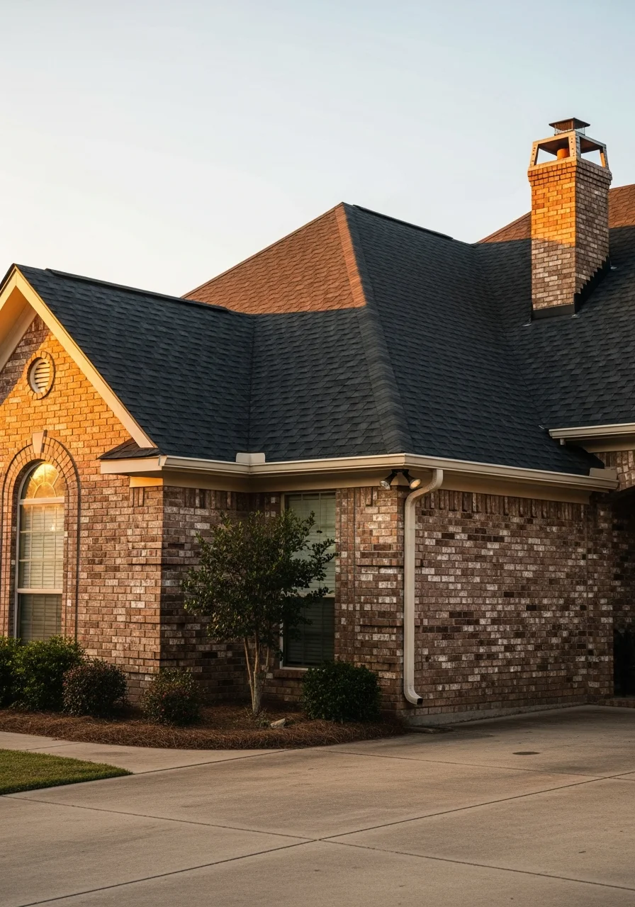 Uniformed technician standing confidently in front of a finished Shreveport area home.